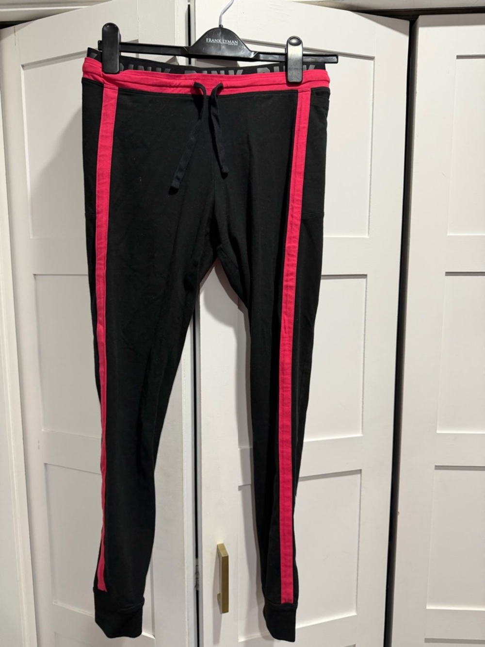 PINK Victoria's Secret Black Joggers with Pink Side Stripes